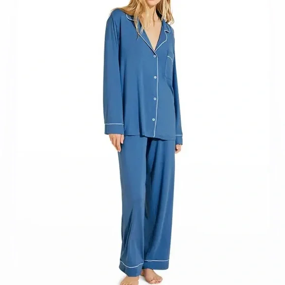 Eberjey L Gisele Long-Sleeve Tencel Pajama Set in Blue - Picture 1 of 8